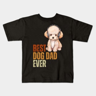 Vintage Best Dog Dad Ever Funny Puppy Poodle Dog Lover Kids T-Shirt